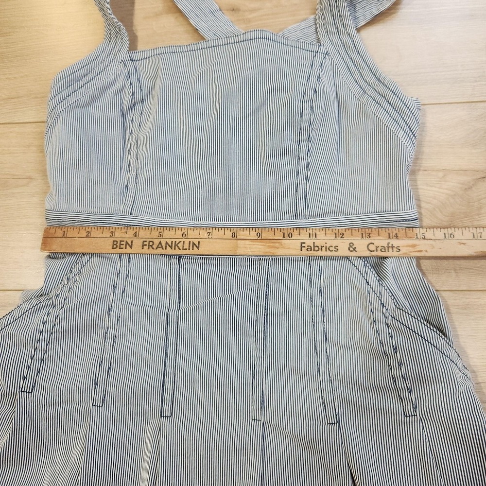 Maeve Dress Womens 10 Blue Striped Fit & Flare Sundress Pockets Anthropologie - Picture 5 of 8